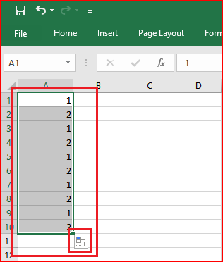 Excel has copied and pasted the first two digits of the series