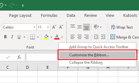 Option to ‘Customize the Ribbon’