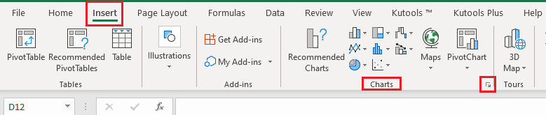 Launching the ‘See all charts’ in Excel