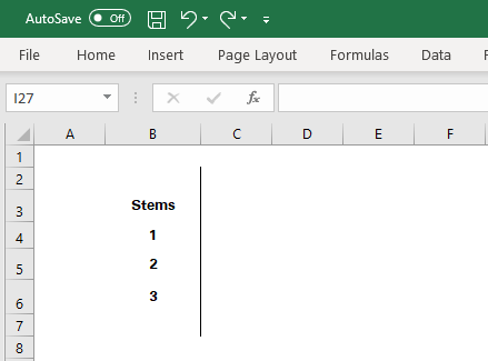 Alt-text: Plotting the stems in Excel