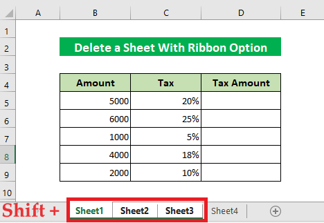 Selecting adjacent sheets in a workbook using Shift