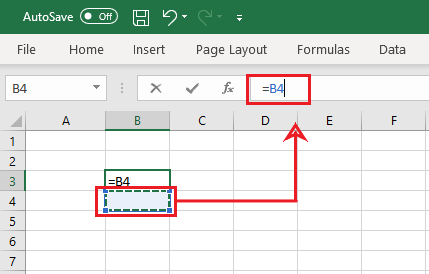 Cell reference in the formula bar