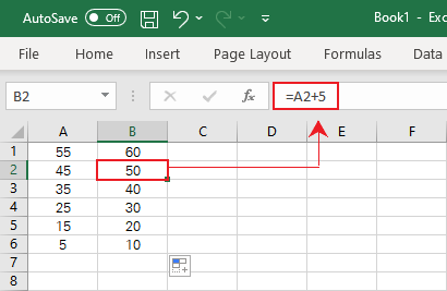 Excel automatically updates the relative cell reference