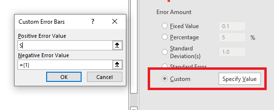 Using custom values for Error Bars