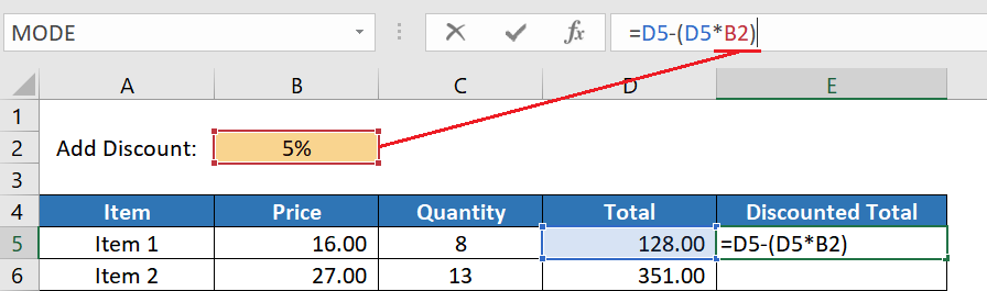 Highlighting the importance of adding a fixed reference to one of the cells in the formula