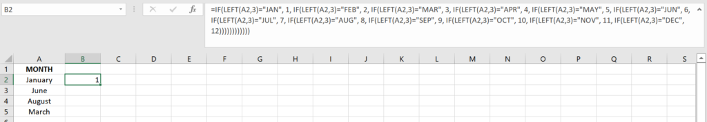 Add the formula for getting the numerical value of the month