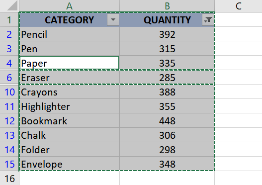 Copy visible cells on a filtered dataset