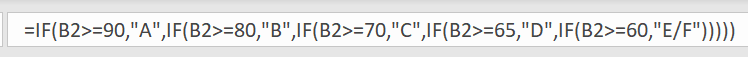 Example of a multiple IF statement in the Formula Bar