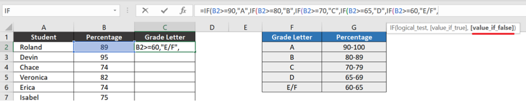 Example of a multiple IF statement with the last condition added