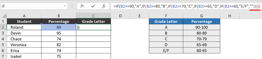 Add a default result if all conditions are unmet followed by all of the closing parentheses