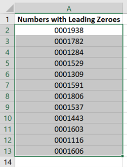 Select all cells with leading zeroes.