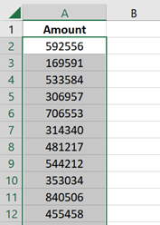 Sample output after removing commas from numbers by changing the cells' number format