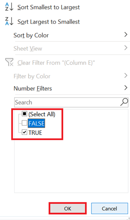 Untick the FALSE checkbox in the filter column. 