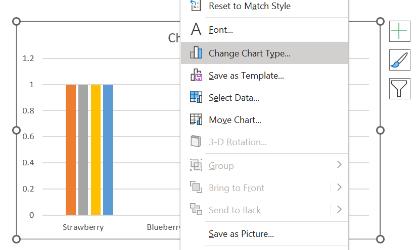 Right-click on the chart and select "Change Chart Type".
