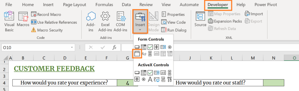 Steps to insert a Group Box Form Control. 