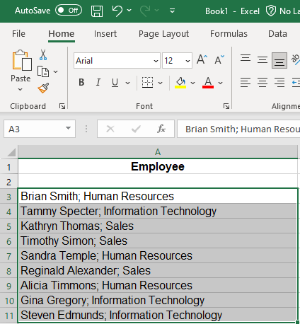 Image displaying an Excel worksheet with Employee Names and Company Roles highlighted.