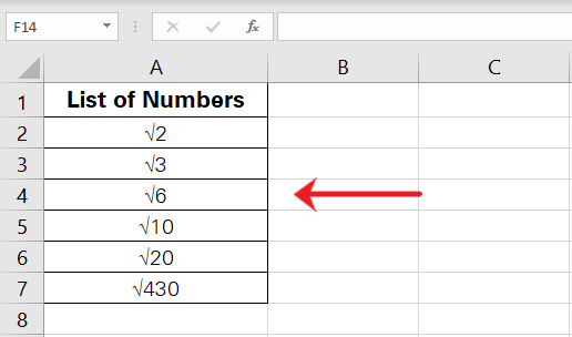 How to Insert Square Root Symbol in excel