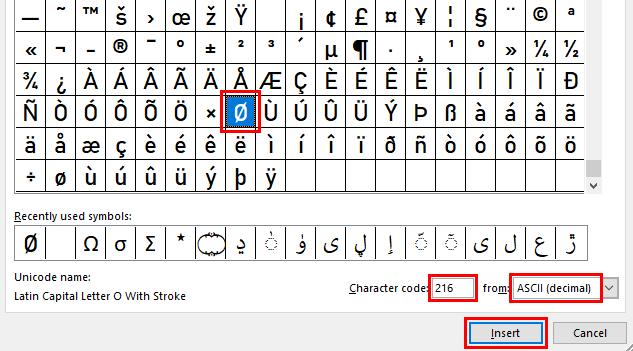 How to Type Diameter Symbol in Excel?