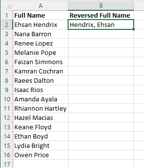 Write the new pattern with swapped full name