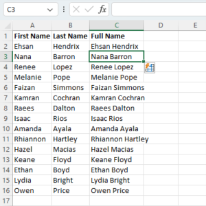How to Combine First and Last Name in Excel