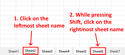 Select consecutive multiple sheets with Shift