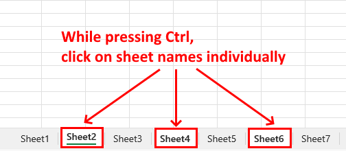 Select non consecutive multiple sheets with Ctrl